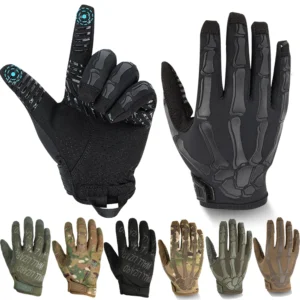 Men and Women Touchscreen Motorcycle Gloves Ice Silk Breathable Non-Slip Skeleton Full-Finger Tactical Gloves