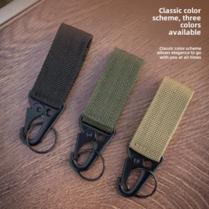 2pcs Tactical Hanging Buckle Molle Nylon Webbing Carabiner Belt Triangle Keychain for Outdoor Climbing Camping Tool Accessory