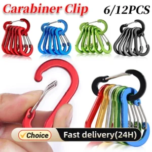 6/12Pcs Aluminum Alloy Carabiner Keychain Outdoor Camping Climbing Hiking Snap Clip Lock Buckle Hook Fishing Accessories