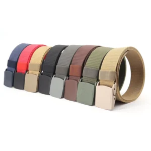 Men Belt Adjustable Outdoor Travel Tactical Waist Belts with Plastic Buckle for Pants Plus Size 110 To 170cm