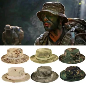 Men Hunting Hiking Outdoor Camo Sun Caps Camouflage Hat Tactical Bucket Hats Panama Summer Cap