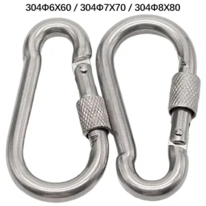 1Pack M6//M7/M8 Stainless Steel Carabiner Durable Screw Lock Link Hook Set D-Ring Carabiners for Outdoor Climbing Gear Equipment