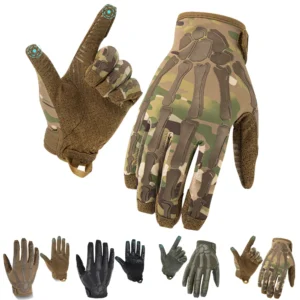 Outdoor Ice Silk Full-Finger Tactical Gloves Motorcycle Riding Touchscreen Gloves with Anti-Slip Breathable Wear-Resistant