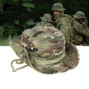 Multicam Tactical Fisherman Hats Foldable Outdoors Sniper Camouflage Fishing Cap Outdoor UV Sunscreen Panama Hunting Bucket Hat