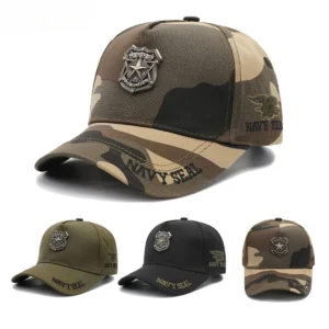 Metallic Camo Baseball Cap Men Army Green Star Pattern Tall Crown High Profile Unisex Outdoor Sun Hat for Daily Fall Winter