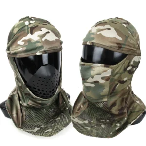 Tactical Riding Headscarf Full Face Mesh Mask Balaclava Face Cover with silicone mouth guard