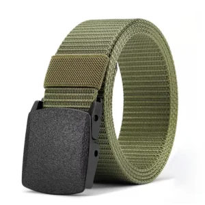 120cm Army Green Belt Outdoor Canvas Belt Metal Free Training Nylon Tactical Belt with Belt-loop Sports Belts for Men Women